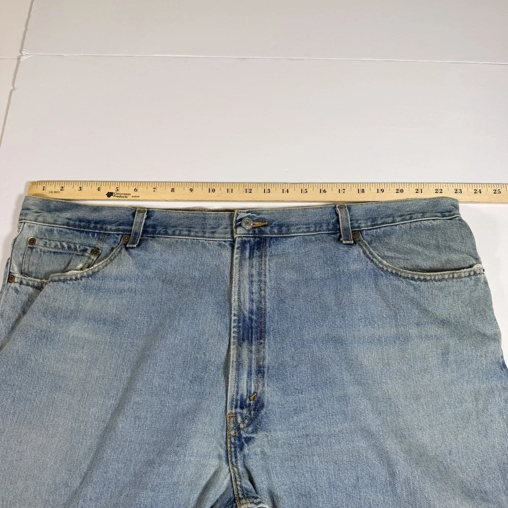 Levi's 550 Jeans Mens 46x32 Blue Denim Red Tab Medium Wash Relaxed Fit Grunge